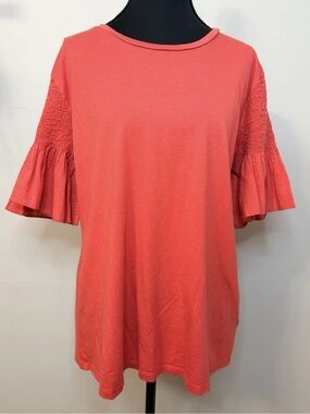 Women’s Coral Ruffle Sleeve Top - Lightweight Casual Tee Maette